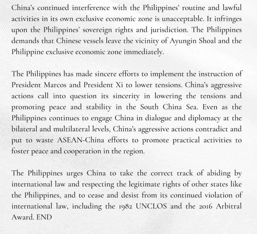 菲律宾外交部约见中国驻菲临时代办